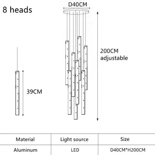 Kiyoshi - Modern LED Tube Hanging Ceiling Light