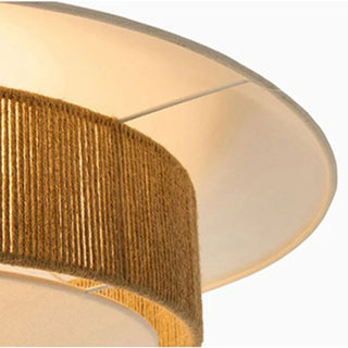 Wakiso - Vintage Hemp Rope Japanese Round Double Shade White Hand Woven Ceiling Light