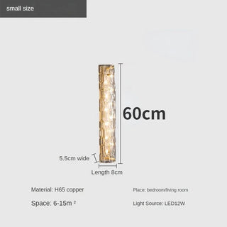 Quentin - Modern Crystal Patterned Glass Gold LED Wall Light