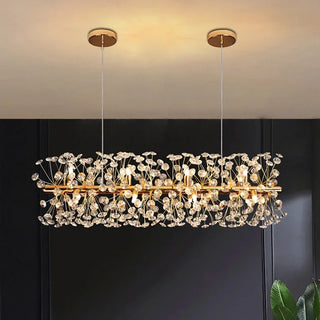 Orhan - Glass Dandelion Gold Frame Round Clear Crystal Ceiling Light Chandelier