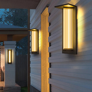 Vannora - Black Modern Patterned Glass Waterproof Outdoor Wall Light