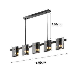 Francois- Hanging Multi Head Tinted Curved Glass Ceiling Light Chandelier