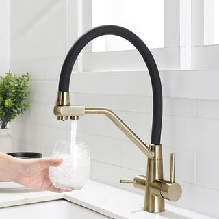 Cinthia - Pull Out Modern Single Hole Double Handle Hot & Cold Mixer Kitchen Tap