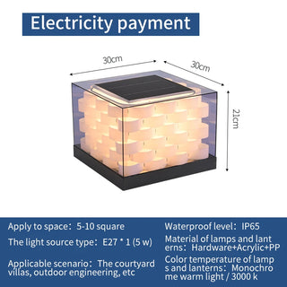 Sibyl - Solar Waterproof Cubed Weave LED Outdoor Post Lights
