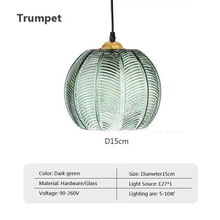 Auora - Leaf Pattern Nordic Glass Hanging Ball Lamp