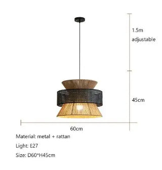 Ghizo - Vintage Wabi Sabi Handmade Hemp Rope  Led Rattan Pendant Light