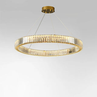 Zaver - Modern Crystal Glass Striped Circular Hanging Ceiling Light Chandelier