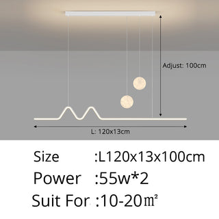 Minto - Long Modern Thin Multi Head Hanging LED Ceiling Light Chandelier