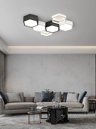 Dushanbe - Minimalist Honeycomb Black & White Combination Ceiling Light
