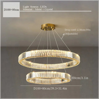 Tabrizi - Crystal Oval Chrome Glass Hanging Ceiling Light Chandelier
