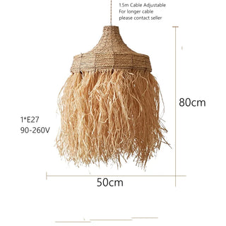 Joselin - Natural Grass Wicker Handmade Round Pendant Ceiling Light