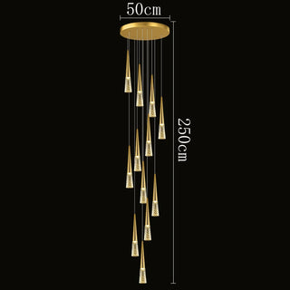 Barista - Round Spiral Gold Teardrop Multi Head Hanging Ceiling Chandelier