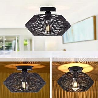 Cage - Handcrafted Bohemian Rattan Woven Ceiling Light Fixture