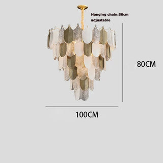 Victoria - Modern Abstract Tiered Patterned Glass Leaf Dimmable Chandelier