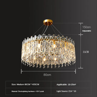 Kristy - Round Crystal Patterned Glass Chandelier