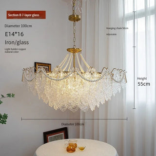 Faustina - Modern Crystal Glass Layered Shards Hanging Chandelier