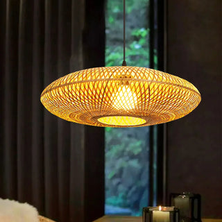 Tucson - Handmade Rattan Woven Bamboo Oval Hanging Pendant Ceiling Light