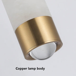 Saffle - Modern Minimalist Copper Hanging Tube Marble Copper Ceiling Light