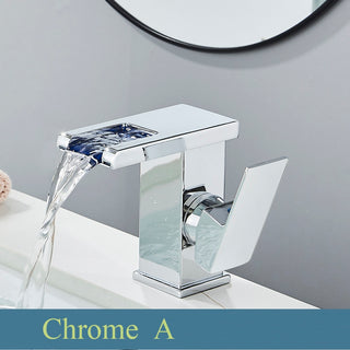 Nicoll - LED Waterfall Matte Black Bathroom Hot and Cold Water Mixer Taps Sink Faucet