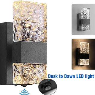Marvn - Modern LED Patterned Glass Outdoor Wall Light with Light Sensor