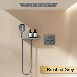 Lazare - Modern Brass Wall Mounted Black Shower System with Thermostatic Controls