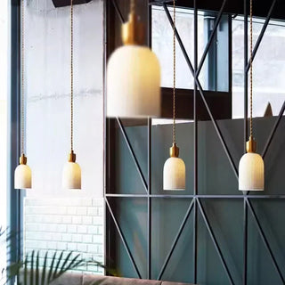 Cannes - Ceramic Resin White Gold Hanging Pendant Ceiling Light