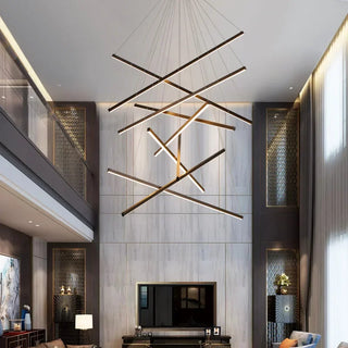 Finn - Modern Hanging Thin Black Crossed Bar Ceiling Light Chandelier