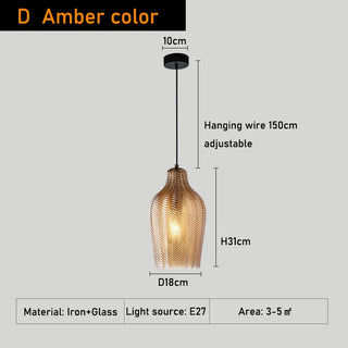 Charlotte - Nordic Perforated Glass Dome Hanging Pendant Ceiling Light