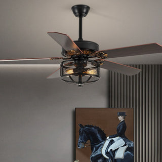 Vissarion - Wooden Blade Crystal Light Ceiling Fan