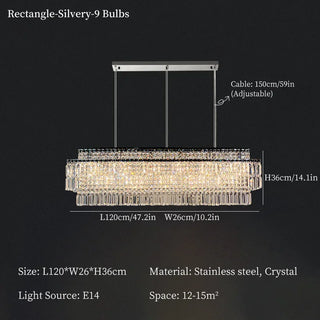 Castella - High-End Tassel Tiered Crystal Rectangle Chandelier