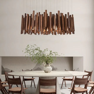 Regal - Modern Round Wood Stick Hanging Ceiling Light