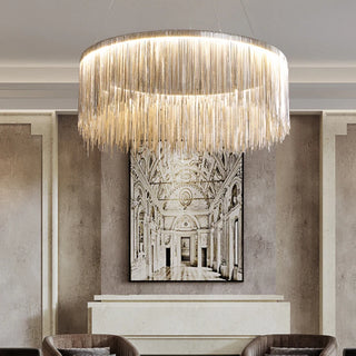 Brendy - Modern Hanging Tassel Round Silver Ceiling Chandelier