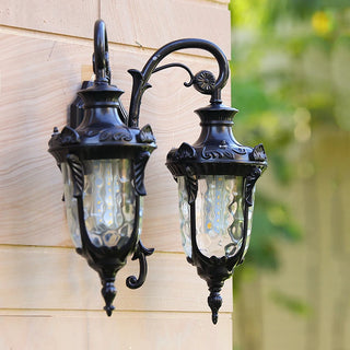 Julius - Double Head Classic Ripple Glass Outdoor Courtyard Lighting Fixture