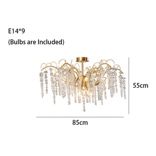 Elysia - Gold Hanging Rectangle Crystal Tassel Ceiling Chandelier