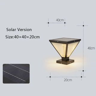 ILona Solar - Modern Minimalist Waterproof Square Prismatic Stainless Steel Glass Light