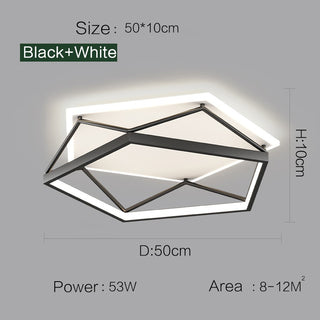 Cottica - Modern Industrial Style Black Metal Hexagon LED Ceiling Light