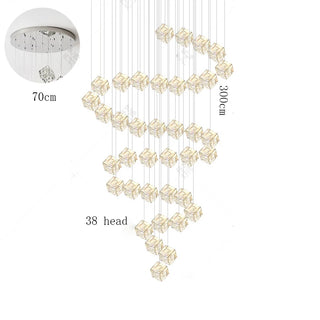 Celeste - Modern Statement Multi Head Chrome Square Crystal Spiral Chandelier