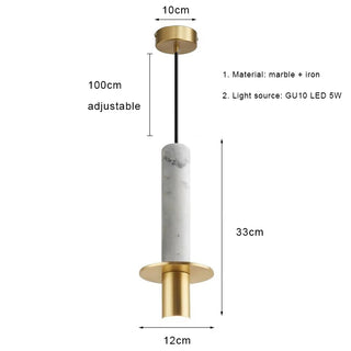 Buala - Modern Candle Style Marble Hanging Ceiling Pendant Light