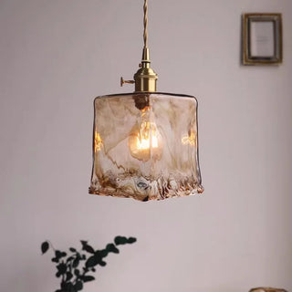 Jovana - Retro Brass Stained Glass Hanging Lamp