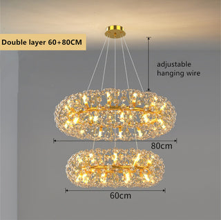 Orhan - Glass Dandelion Gold Frame Round Clear Crystal Ceiling Light Chandelier