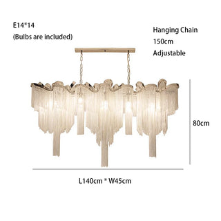 Maya - Modern Round Tiered Tassel Chain Ceiling Light Chandelier
