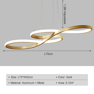 Sassy - Gold Round Modern Wave Hanging Ceiling Light Chandelier
