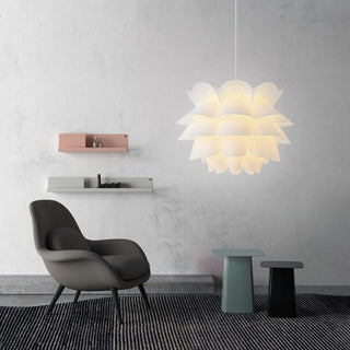 Safa - Linear White Hanging Round Lotus Ceiling Light
