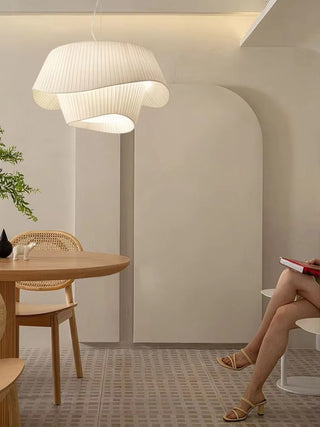 Ambre - Fabric White Wave Double Shade Round Ceiling Light
