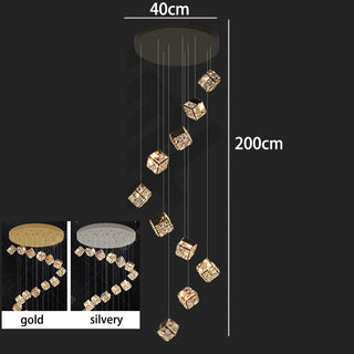 Abby - Crystal Square Box Gold Ceiling Chandelier