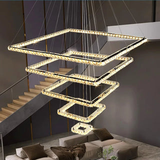 Elio - Modern Square Tiered Gold Hanging Chandelier