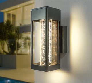 Lainey - Black Caged Crystal Bubble Glass Outdoor Wall Light