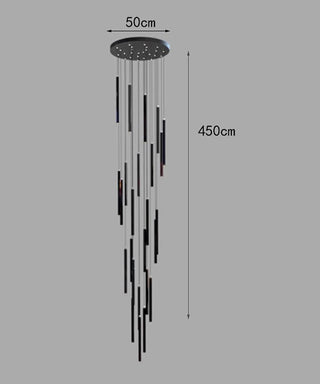 Agustina - Modern Black Pipe Hanging Ceiling Chandelier