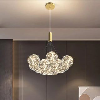 Bella - Clear Glass Multi Bubble Ball Gold Ceiling Light Chandelier