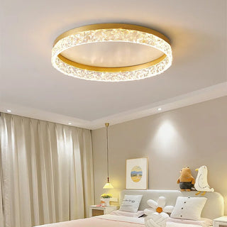 Naina - Modern Round Flush Mount Crystal Glass Dimmable Ceiling Light